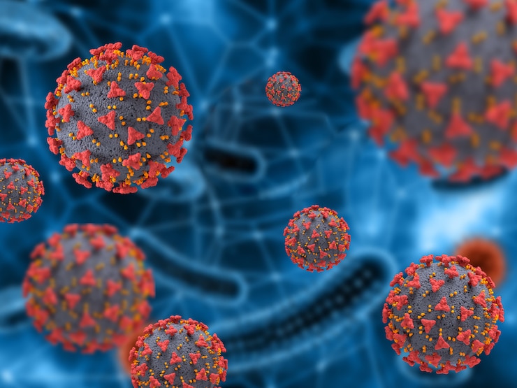 Kostenlose Foto coronavirus-zellen schweben