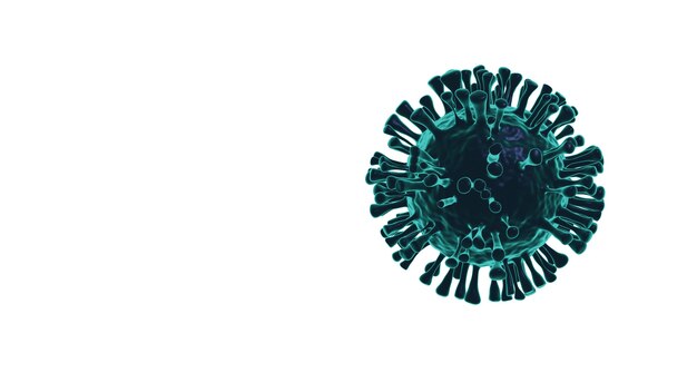 Covid-19, Coronavirus, 3D-Virus rendern im Hintergrund.