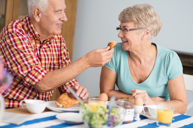 Croissant zum Frühstück serviert