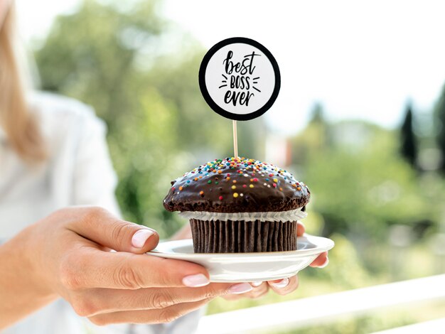 Cupcake für Boss-Tag mit bester Boss-Nachricht