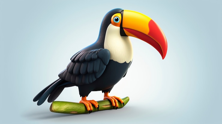 Kostenlose Foto cute cartoon-tucan-vogel im studio