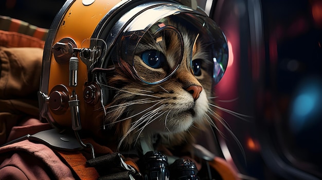 Kostenloses Foto cute cat in scifi weltraumkonzept tapete