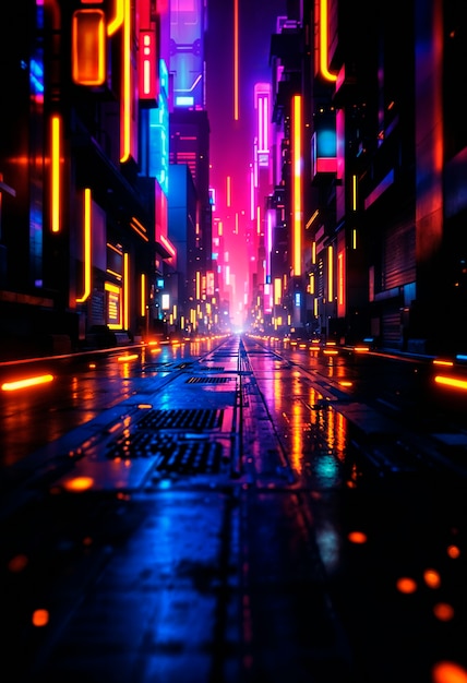 Cyberpunk-Stadt in der Nacht