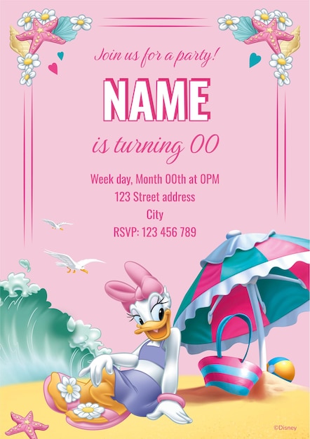 Daisy Duck Geburtstagseinladung