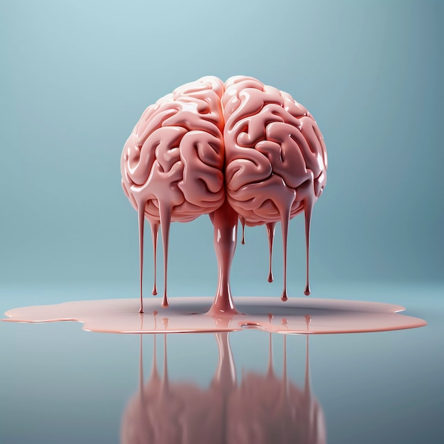 Darstellung des menschlichen Gehirns mit Flüssigkeitstropfeneffekt