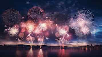 Kostenloses Foto das beeindruckende feuerwerk erhellt feierlich den nachthimmel