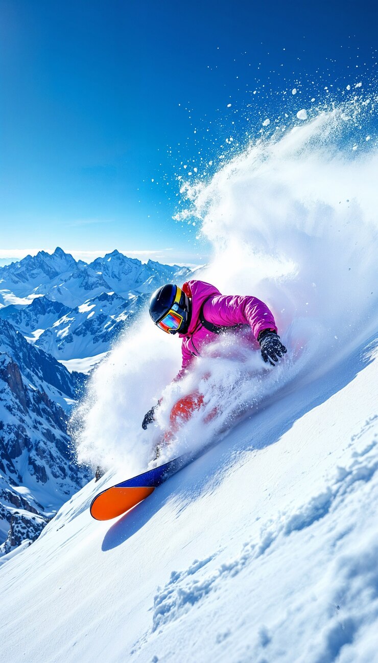 Kostenlose Foto das frische puder beim skifahren