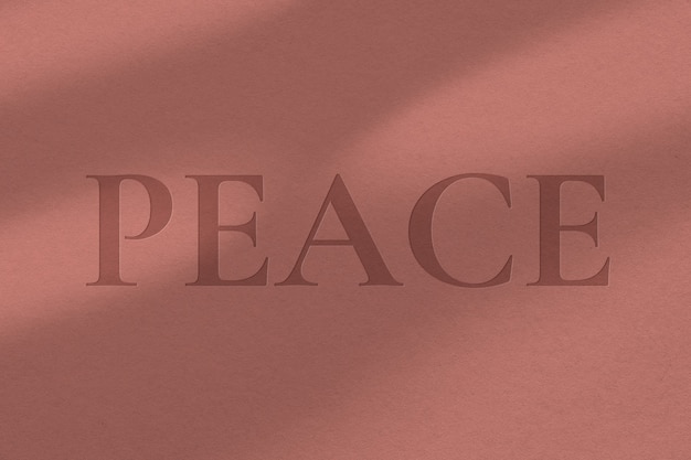 Das Wort 'PEACE' mit einer eingedrückten Wirkung auf Texturpapier