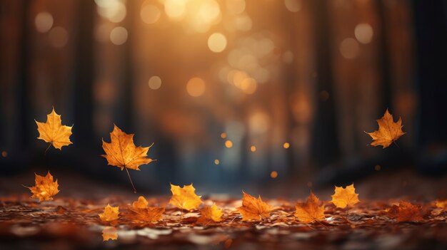 Defokussierte trockene Herbstblätter in der Natur