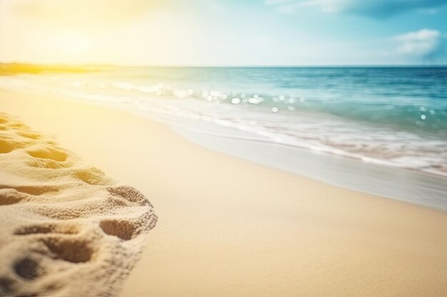 Defokussierter Sommerhintergrund eines paradiesischen Strandes für Produkt- oder Kopierraum Ai generativ