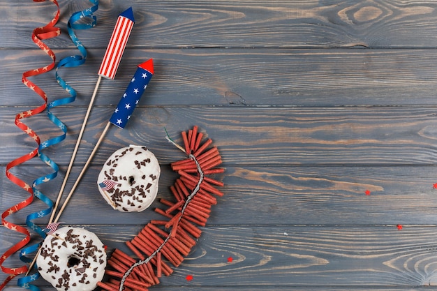 Kostenloses Foto dekor und kuchen für independence day