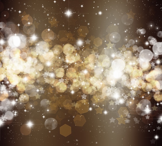 Kostenloses Foto dekorativer weihnachtshintergrund von sternen und bokhe-lichtern