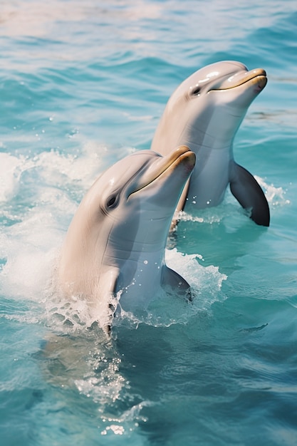 Kostenloses Foto delfine schwimmen zusammen