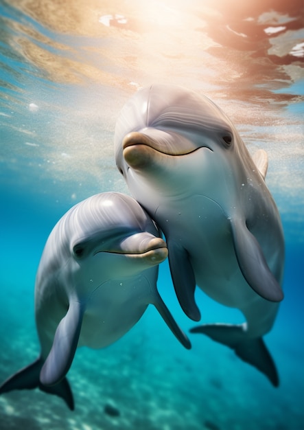Delfine schwimmen zusammen
