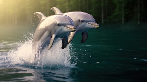 Kostenloses Foto delphin springt aus dem wasser