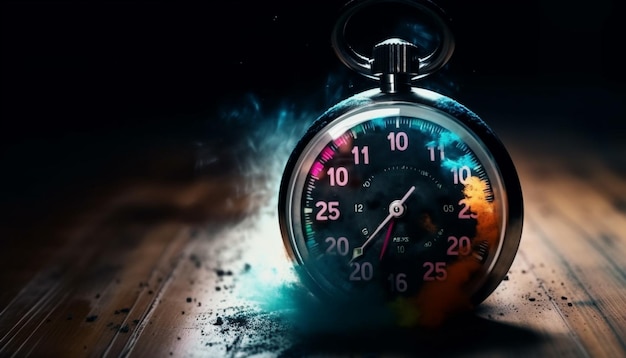 Der altmodische Mitternachts-Countdown-Wecker symbolisiert den Erfolg der KI