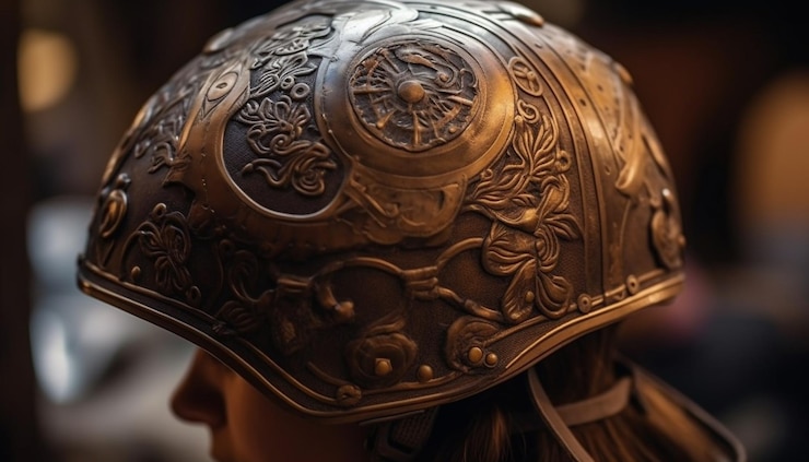 Kostenlose Foto der antike helm dokumentiert die geschichte der von der ki generierten streitkräfte