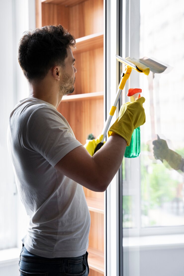 Kostenlose Foto der diener erledigt die hausarbeit