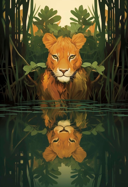 Kostenloses Foto der digitale kunststil von lions