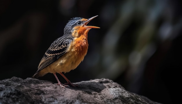 Kostenloses Foto der farbenfrohe star sitzt auf einem ast und singt süßlich generative ki