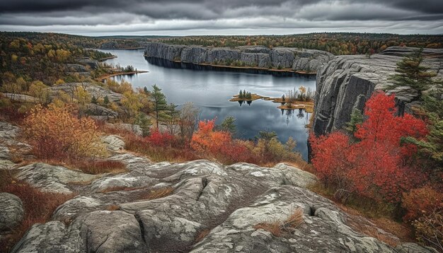 Kostenloses Foto der majestätische berggipfel spiegelt lebendige herbstfarben wider, generative ki