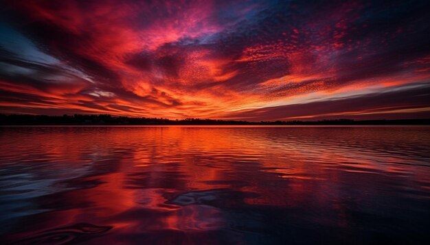 Der majestätische Himmel spiegelt sich auf der ruhigen Wasseroberfläche wider, generative KI