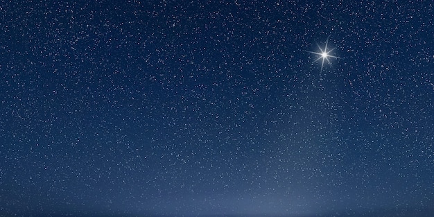 Der stern leuchtet über der krippe von jesus christus, weihnachtshimmel, sternennacht