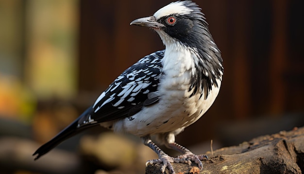 Kostenloses Foto der vogel sitzt auf einem zweig und schaut auf die kamera, umgeben von der von künstlicher intelligenz erzeugten natur