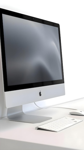 Kostenloses Foto desktopcomputer mit maus und tastatur auf dem tisch, isoliert auf weißem hintergrund