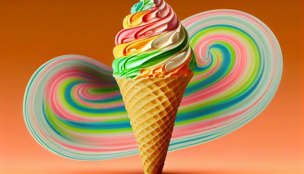 Dessert Eis Süß bunter Hintergrund Summer Vibes Generative AI