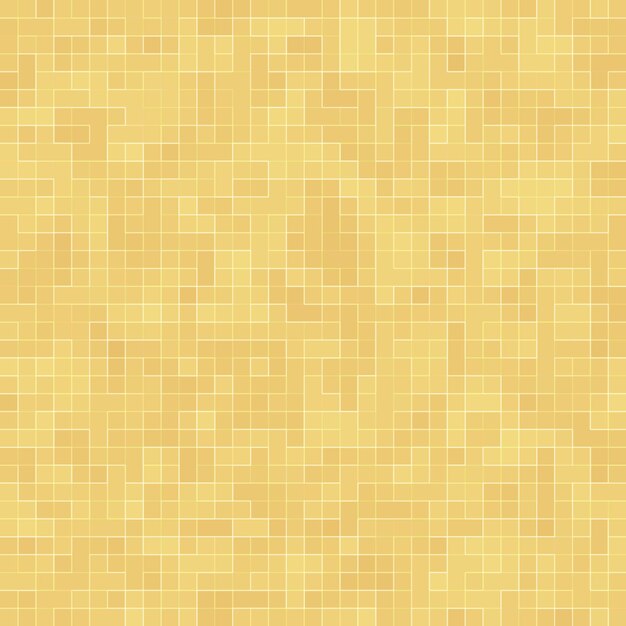 Detail des gelben Goldmosiac-Beschaffenheitszusammenfassungskeramikmosaiks schmückte Gebäude. Abstraktes nahtloses Muster. Abstrakte farbige Keramiksteine.