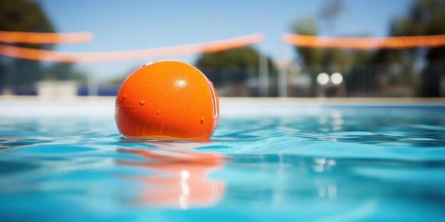 Kostenloses Foto detaillierte aufnahme eines wasserpoloballpools im hintergrund