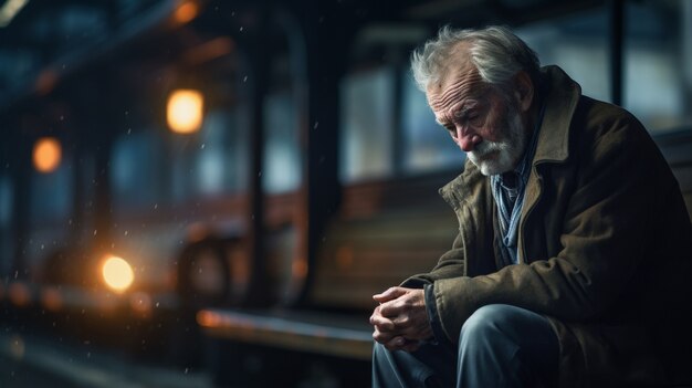 Detailliertes Porträt eines depressiven Mannes
