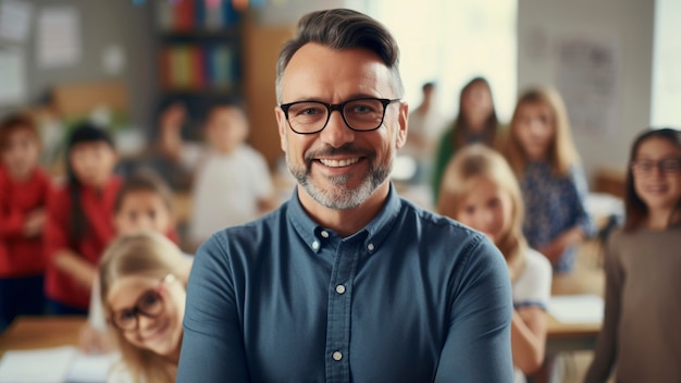 Kostenloses Foto die ansicht des männlichen schullehrers