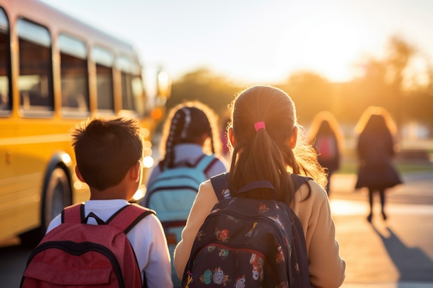 Kostenloses Foto die ansicht junger schüler, die die schule besuchen