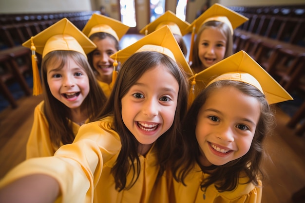 Kostenloses Foto die ansicht junger schüler, die die schule besuchen