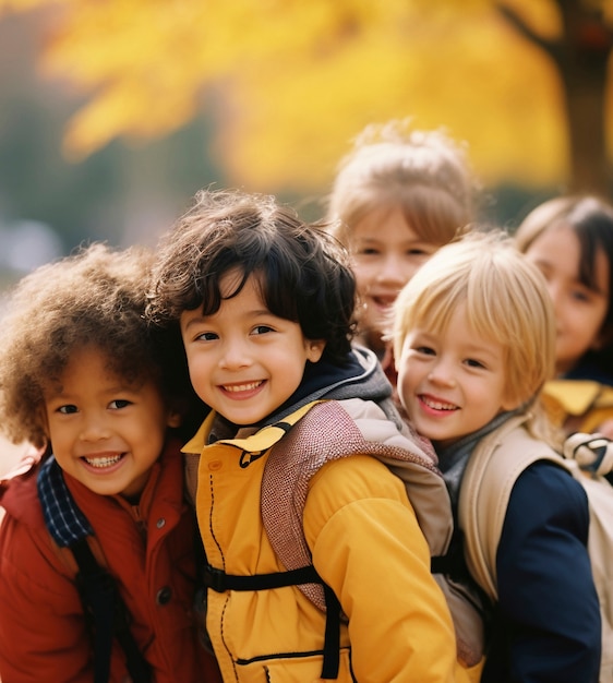 Die Ansicht junger Schüler, die die Schule besuchen