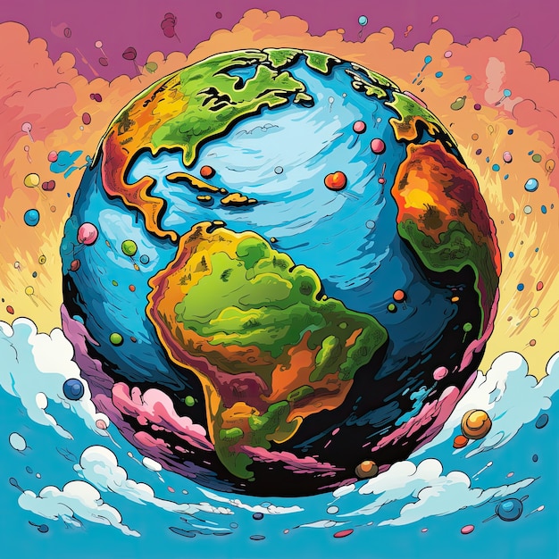 Die Erde im Cartoon-Stil