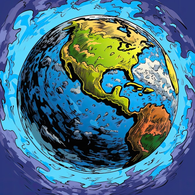Die Erde im Cartoon-Stil