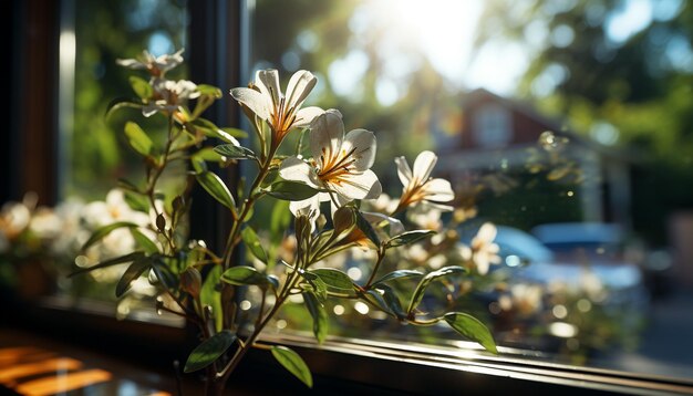 Die Frische der Natur in einem Blumenstrauß bringt Schönheit in Innenräume, die durch künstliche Intelligenz erzeugt werden