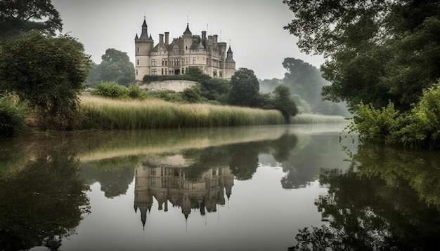 Die gotische Architektur spiegelt die Spiritualität in der ruhigen Natur wider, die von der KI erzeugt wird