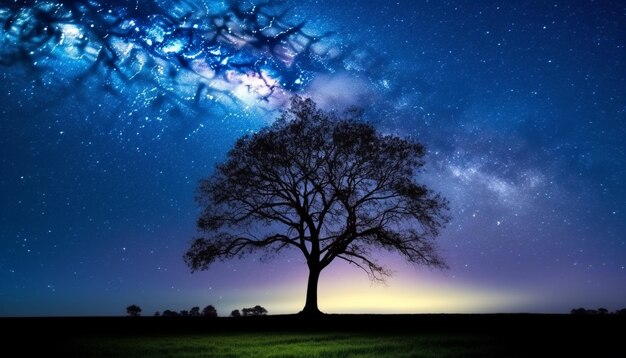 Die Milchstraße leuchtet am sternenklaren Nachthimmel, ein von KI geschaffenes Meisterwerk der Natur
