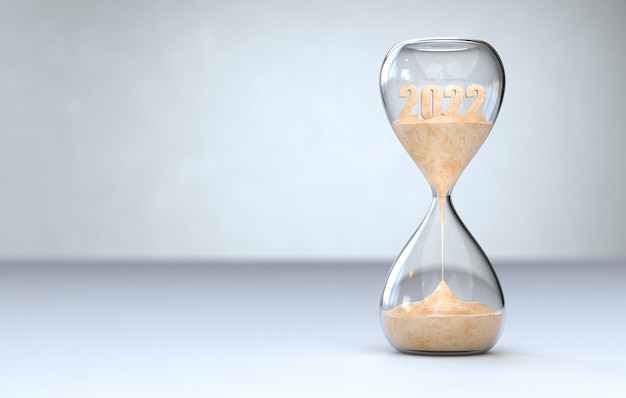 Die Zeit von 2022 läuft in der Sanduhr ab