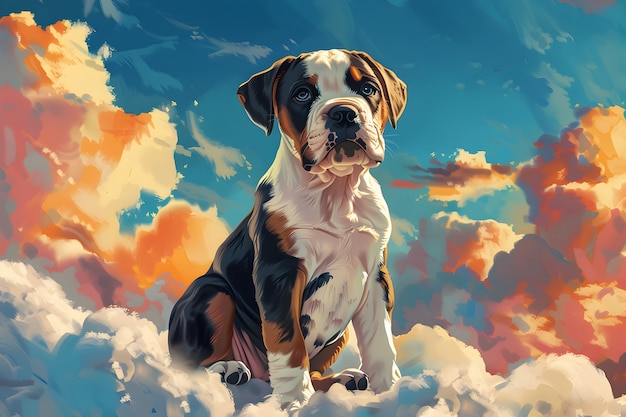 Kostenloses Foto digital art portrait of adorable pet in heaven