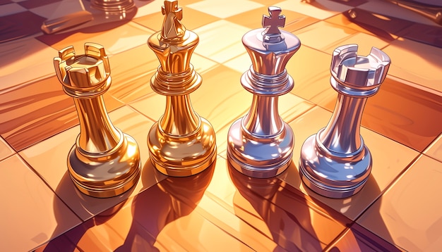 Kostenloses Foto digital art style abstract chess pieces