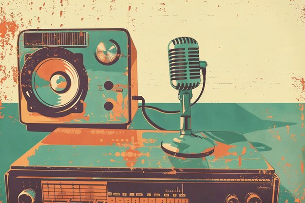 Digitale Art-Illustration eines Retro-Radio-Geräts
