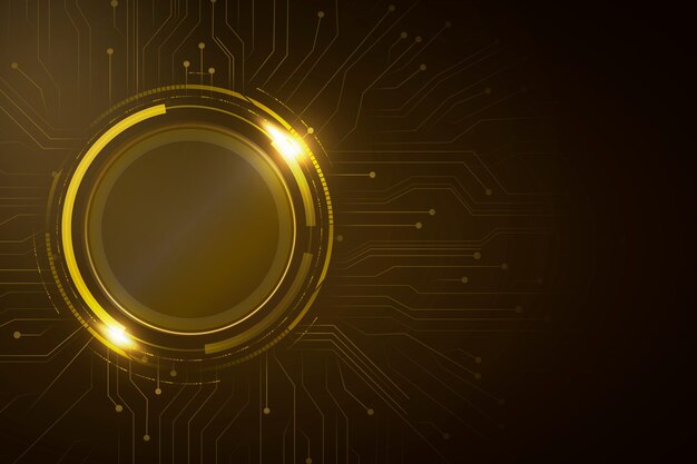 Digitale Kreisschaltung mit goldenem Hintergrund futuristische Technologie