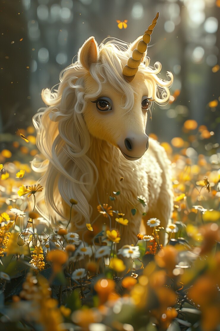 Kostenlose Foto digitale kunst-stil-ansicht von fantasy-einhorn