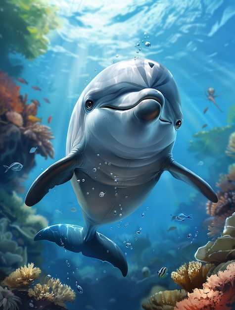 Kostenloses Foto digitale kunst von delfinen