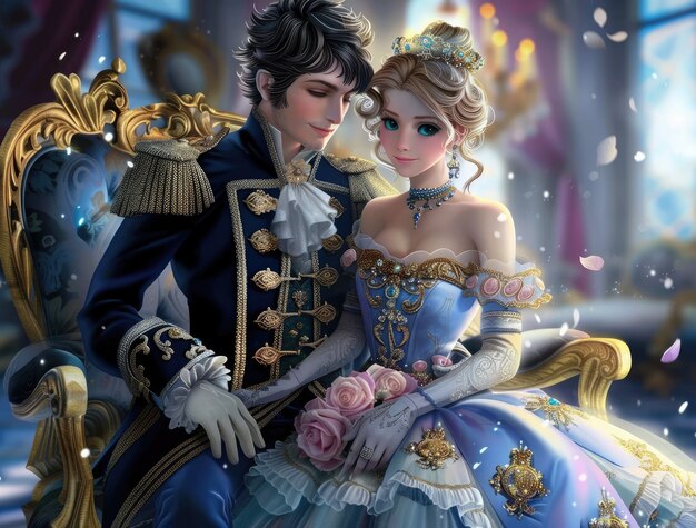 Digitale Kunstprinzessin und Prinz